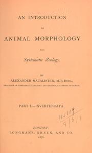 Cover of: An introduction to animal morphology and systematic zoology.