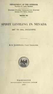 Cover of: Spirit leveling in Nevada, 1897 to 1916, inclusive