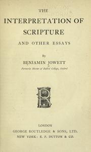 Cover of: The interpretation of scripture and other essays