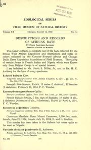 Cover of: Descriptions and records of African bats