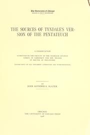 Cover of: The sources of Tyndale's version of the Pentateuch. by Slater, John Rothwell