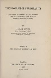 Cover of: The  problem of Christianity by Josiah Royce