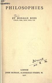 Cover of: Philosophies. by Ross, Ronald Sir