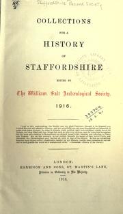 Cover of: Collections for a history of Staffordshire. 1916 by Staffordshire Record Society