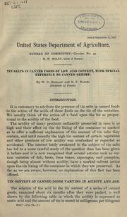 Cover of: Tin salts in canned foods of low acid content by Willard Dell Bigelow