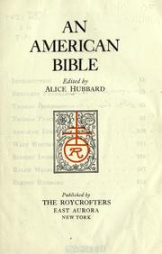 Cover of: An  American Bible by Alice Hubbard, Alice Hubbard