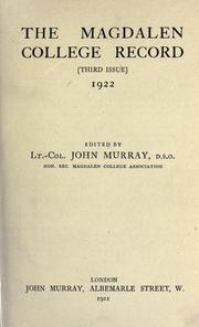 Cover of: The Magdalen College Record. by Magdalen College (University of Oxford), Magdalen College (University of Oxford)