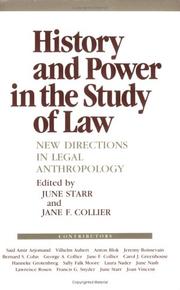 Cover of: History and power in the study of law: new directions in legal anthropology