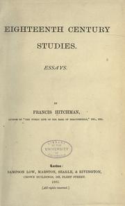 Cover of: Eighteenth century studies: Essays \