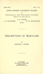 Cover of: Descriptions of Maryland. by Steiner, Bernard Christian