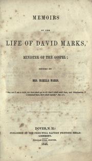 Cover of: Memoirs of the life of David Marks by Marks, David, Marks, David