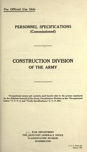 Cover of: Personnel specifications (commissioned): construction division of the army.