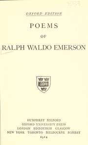 Cover of: Poems of Ralph Waldo Emerson. by Ralph Waldo Emerson