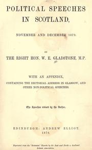 Cover of: Political speeches in Scotland, November and December 1879