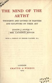 Cover of: The Mind of the artist: thoughts and sayings of painters and sculptors on their art