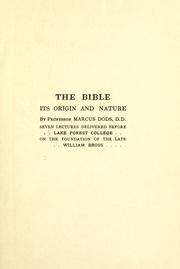 Cover of: The Bible, its origin and nature. by Dods, Marcus