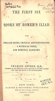 Cover of: The first six books of Homer's Iliad