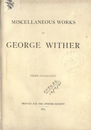 Cover of: Miscellaneous works of George Wither. by Wither, George