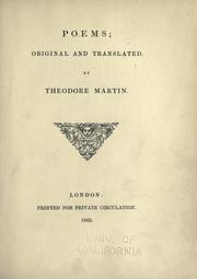 Cover of: Poems, original and translated by Martin, Theodore Sir