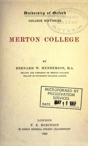 Cover of: Merton College by Bernard W. Henderson