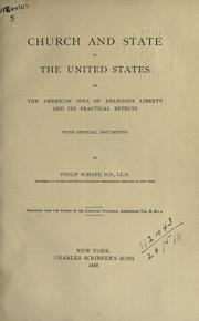 Cover of: Church and state in the United States by Philip Schaff