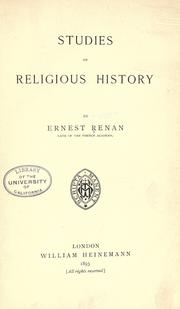 Cover of: Studies of religious history by Ernest Renan