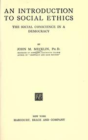 Cover of: An introduction to social ethics by John Moffatt Mecklin, John Moffatt Mecklin