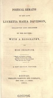 Cover of: Poetical remains of the late Lucretia Maria Davidson by Lucretia Maria Davidson