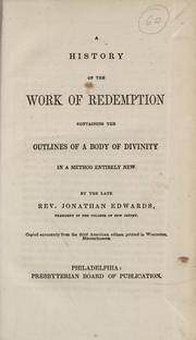 Cover of: A history of the work of redemption. by Jonathan Edwards