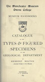 Cover of: Catalogue of the types & figured specimens in the Geological Department.