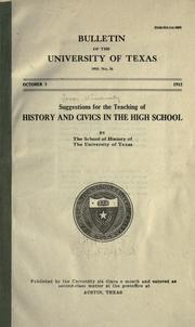 Cover of: Suggestions for the teaching of history and civics in the high school by August C. Krey