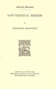Cover of: Gouverneur Morris by Theodore Roosevelt