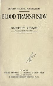 Cover of: Blood transfusion.