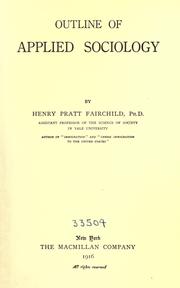 Cover of: Outline of applied sociology. by Henry Pratt Fairchild