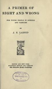 Cover of: A primer of right and wrong