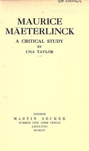 Maurice Maeterlinck by Una Taylor