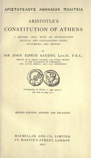 Cover of: Constitution of Athens by by John Edwin Sandys.