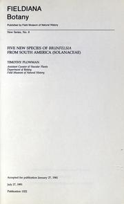 Cover of: Five new species of Brunfelsia from South America (Solanaceae) by Timothy Plowman