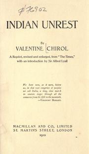 Indian unrest by Chirol, Valentine Sir