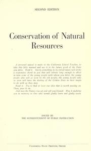 Cover of: Conservation of natural resources. by California. Dept. of Public Instruction., California. Dept. of Public Instruction.