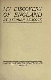 Cover of: My discovery of England. by Stephen Leacock