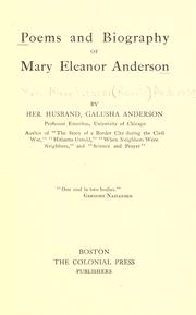 Cover of: Poems and biography of Mary Eleanor Anderson