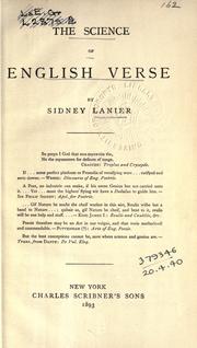 Cover of: The science of English verse. by Sidney Lanier, Sidney Lanier