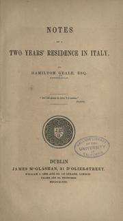 Cover of: Notes of a two year's residence in Italy