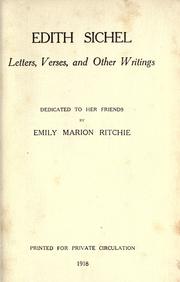 Cover of: Edith Sichel by Edith Helen Sichel