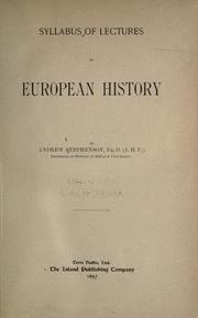 Cover of: Syllabus of lectures on European history