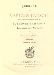 Cover of: Journal of Captain Pausch, chief of the Hanau Artillery during the Burgoyne Campaign.