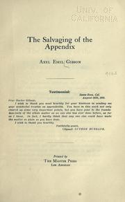 The salvaging of the appendix by Axel Emil Gibson
