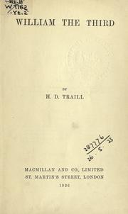 Cover of: William the Third by Traill, H. D.