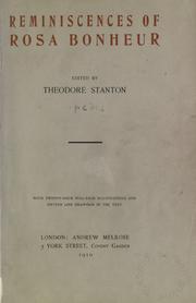 Cover of: Reminiscences of Rosa Bonheur. by Theodore Stanton